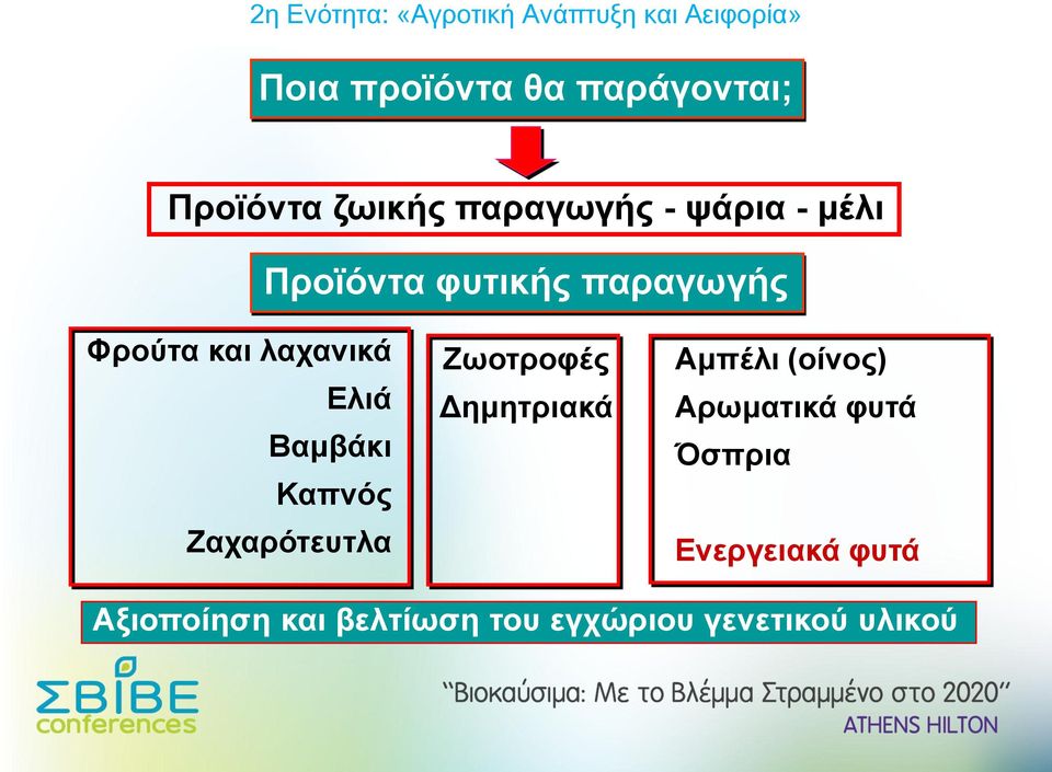 Ζαχαρότευτλα Ζωοτροφές Δημητριακά Αμπέλι (οίνος) Αρωματικά φυτά