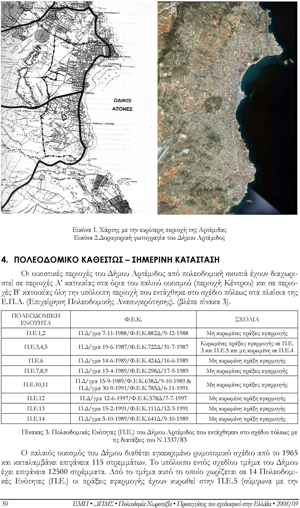 σε περιοχές Β κατοικίας όλη την υπόλοιπη περιοχή που εντάχθηκε στο σχέδιο πόλεως στα πλαίσια της Ε.Π.Α. (Επιχείρηση Πολεοδοµικής Ανασυγκρότησης). (βλέπε πίνακα 3). ΠΟΛΕΟ ΟΜΙΚΗ ΕΝΟΤΗΤΑ Φ.Ε.Κ. ΣΧΟΛΙΑ Π.