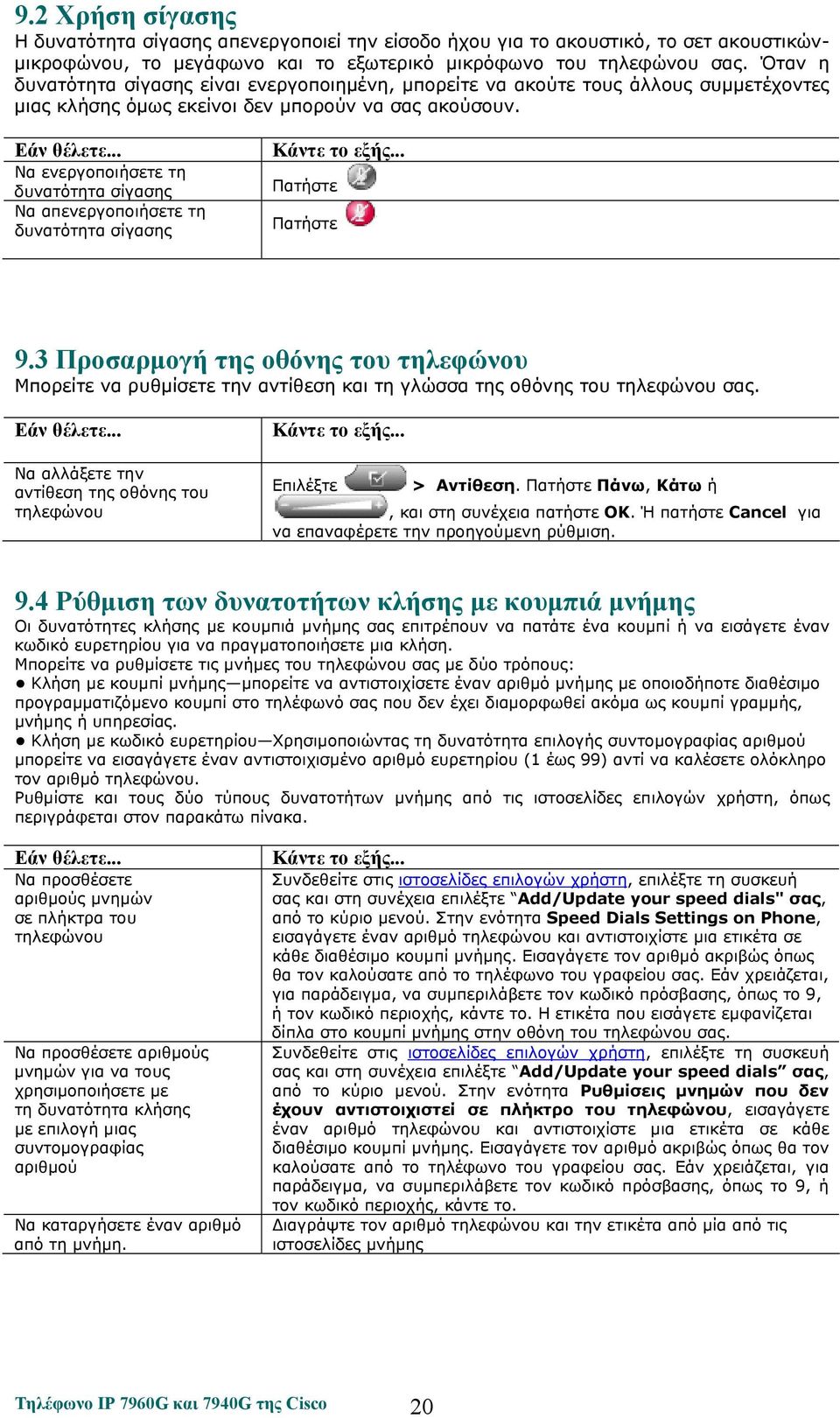 Να ενεργοποιήσετε τη δυνατότητα σίγασης Να απενεργοποιήσετε τη δυνατότητα σίγασης Πατήστε Πατήστε 9.