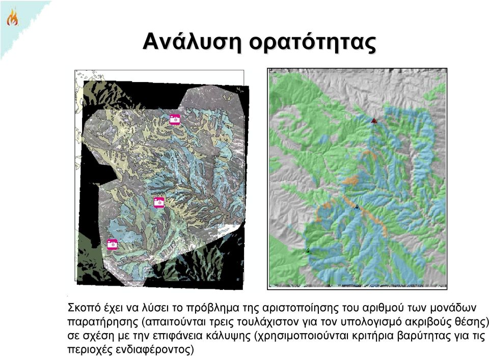 για τον υπολογισμό ακριβούς θέσης) σε σχέση με την επιφάνεια κάλυψης