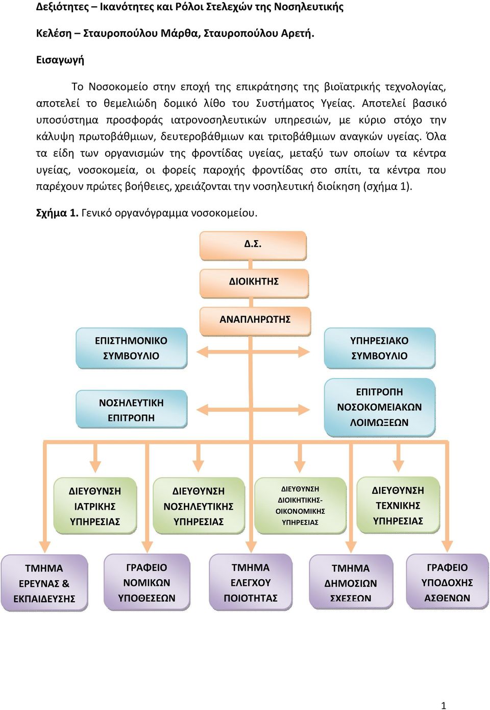 Αποτελεί βασικό υποσύστημα προσφοράς ιατρονοσηλευτικών υπηρεσιών, με κύριο στόχο την κάλυψη πρωτοβάθμιων, δευτεροβάθμιων και τριτοβάθμιων αναγκών υγείας.