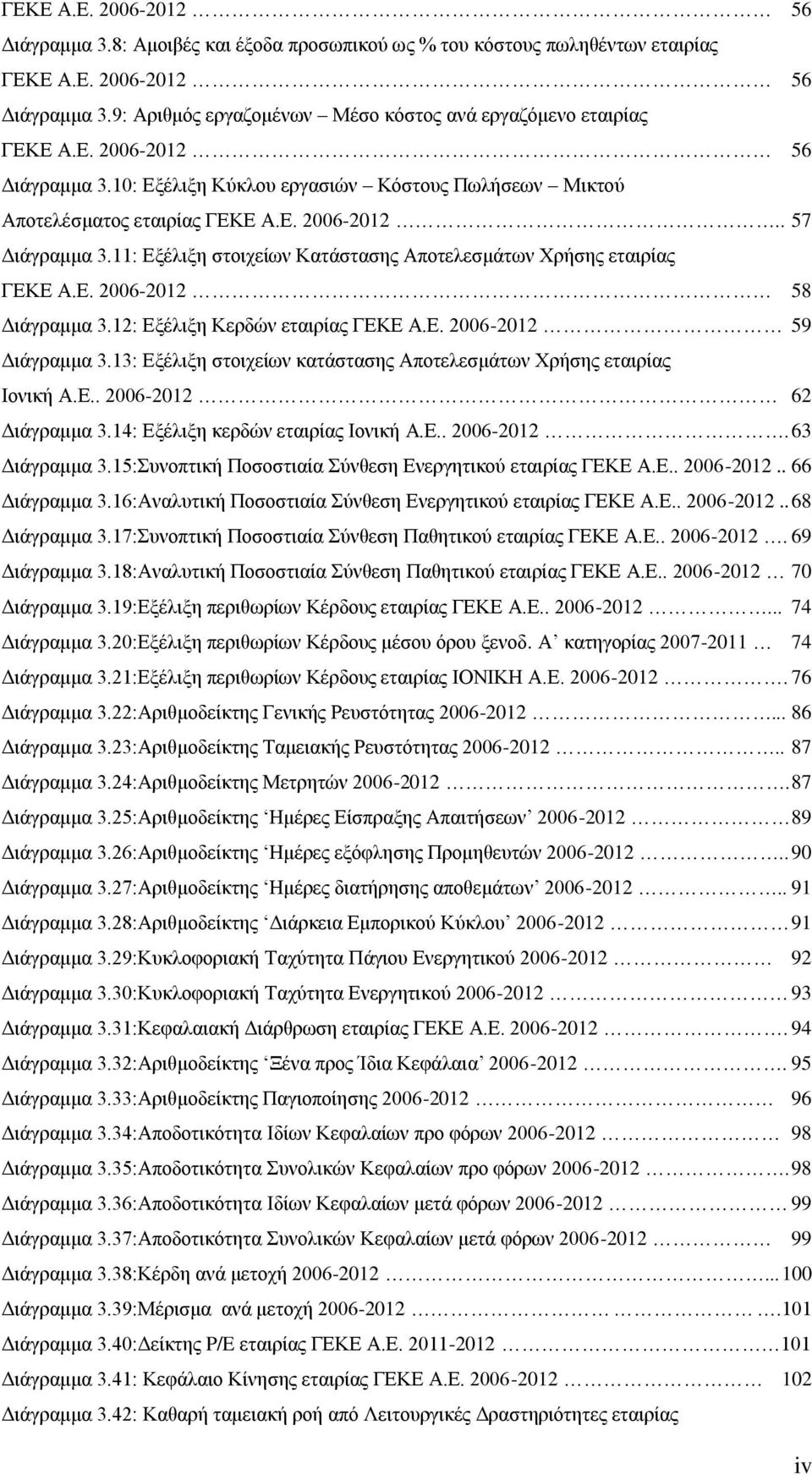 11: Εξέλιξη στοιχείων Κατάστασης Αποτελεσμάτων Χρήσης εταιρίας ΓΕΚΕ Α.Ε. 2006-2012 58 Διάγραμμα 3.12: Εξέλιξη Κερδών εταιρίας ΓΕΚΕ Α.Ε. 2006-2012 59 Διάγραμμα 3.
