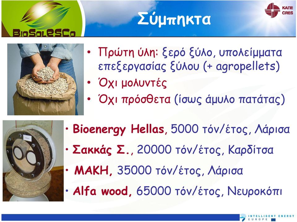 Bioenergy Hellas, 5000 τόν/έτος, Λάρισα Σακκάς Σ.