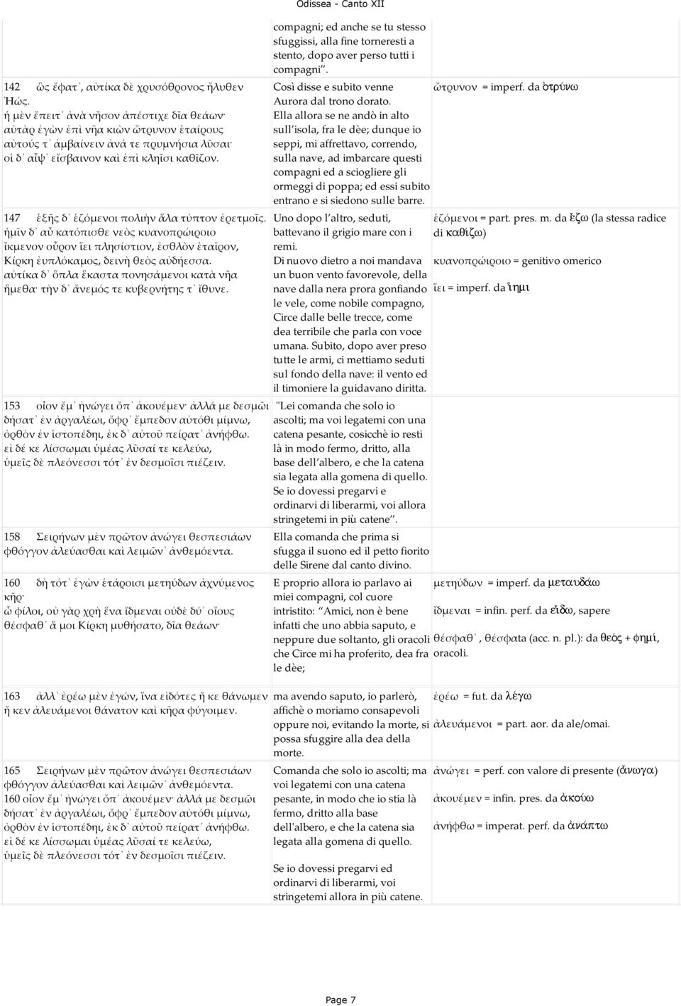 147 ἑξῆς δ ἑζόµενοι πολιὴν ἅλα τύπτον ἐρετµοῖς. ἡµῖν δ αὖ κατόπισθε νεὸς κυανοπρώιροιο ἴκµενον οὖρον ἵει πλησίστιον, ἐσθλὸν ἑταῖρον, Κίρκη ἐυπλόκαµος, δεινὴ θεὸς αὐδήεσσα.