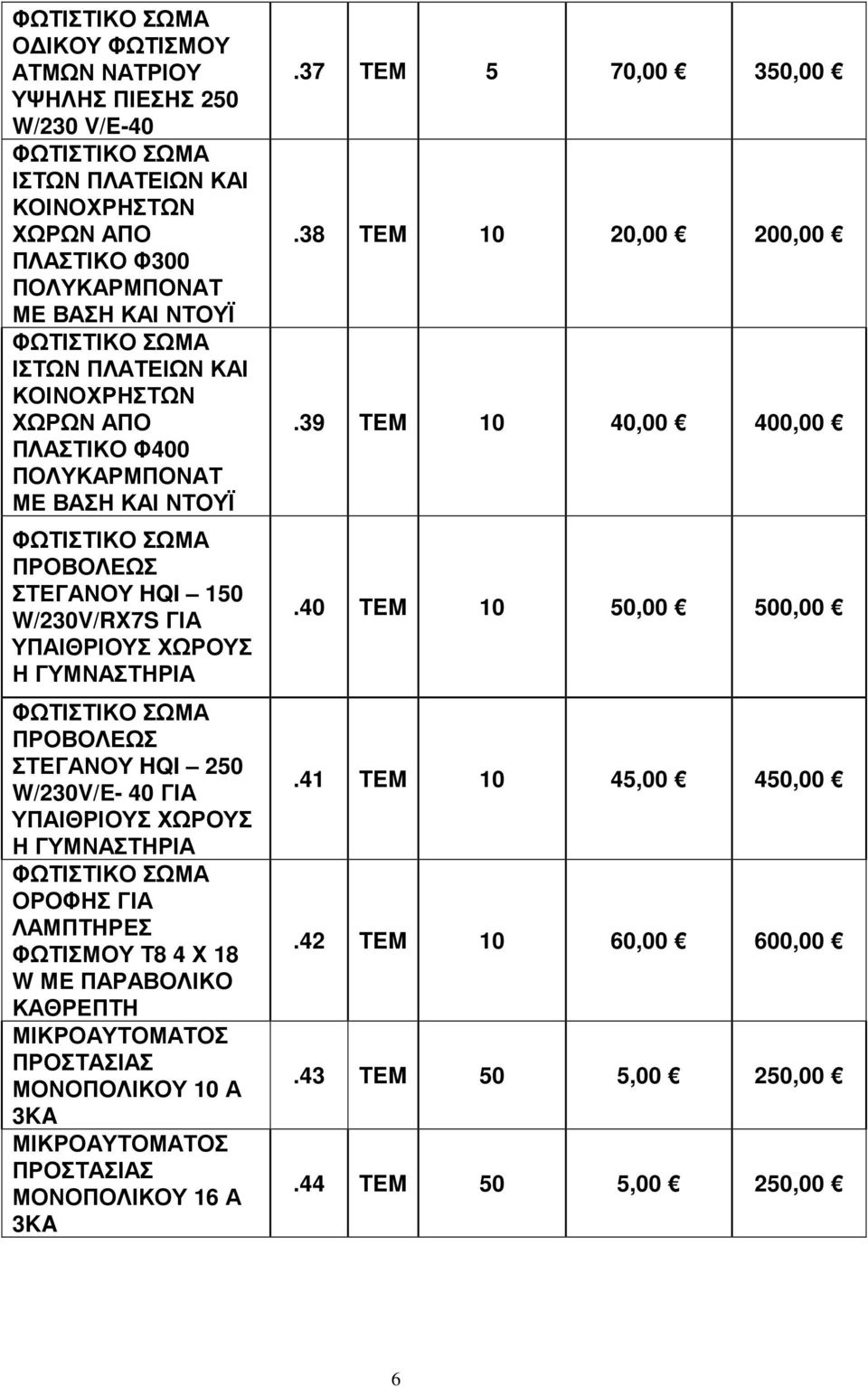 ΣΤΕΓΑΝΟΥ HQI 250 W/230V/Ε- 40 ΓΙΑ ΥΠΑΙΘΡΙΟΥΣ ΧΩΡΟΥΣ Η ΓΥΜΝΑΣΤΗΡΙΑ ΦΩΤΙΣΤΙΚΟ ΣΩΜΑ ΟΡΟΦΗΣ ΓΙΑ ΛΑΜΠΤΗΡΕΣ ΦΩΤΙΣΜΟΥ Τ8 4 Χ 18 W ΜΕ ΠΑΡΑΒΟΛΙΚΟ ΚΑΘΡΕΠΤΗ ΜΙΚΡΟΑΥΤΟΜΑΤΟΣ ΠΡΟΣΤΑΣΙΑΣ ΜΟΝΟΠΟΛΙΚΟΥ 10 Α 3KA