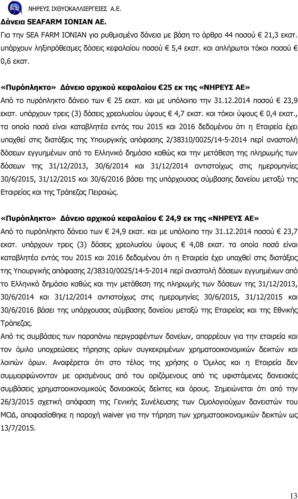 και τόκοι ύψους 0,4 εκατ.