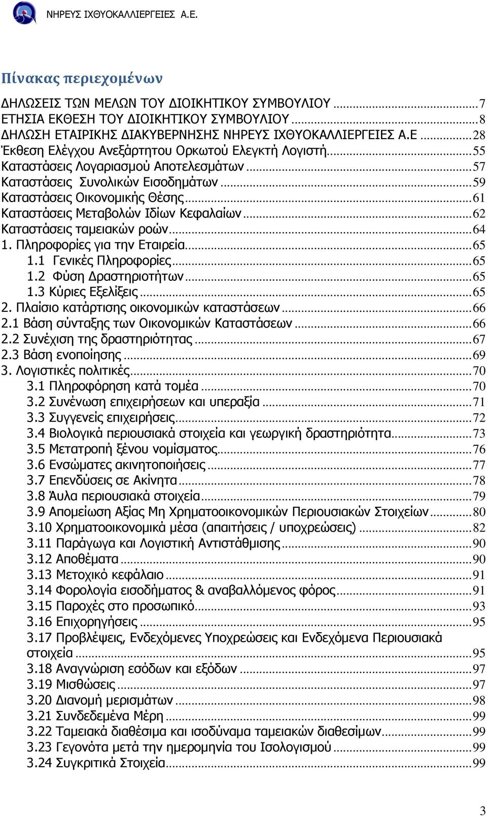 .. 64 1. Πληροφορίες για την Εταιρεία... 65 1.1 Γενικές Πληροφορίες... 65 1.2 Φύση ραστηριοτήτων... 65 1.3 Κύριες Εξελίξεις... 65 2. Πλαίσιο κατάρτισης οικονοµικών καταστάσεων... 66 2.
