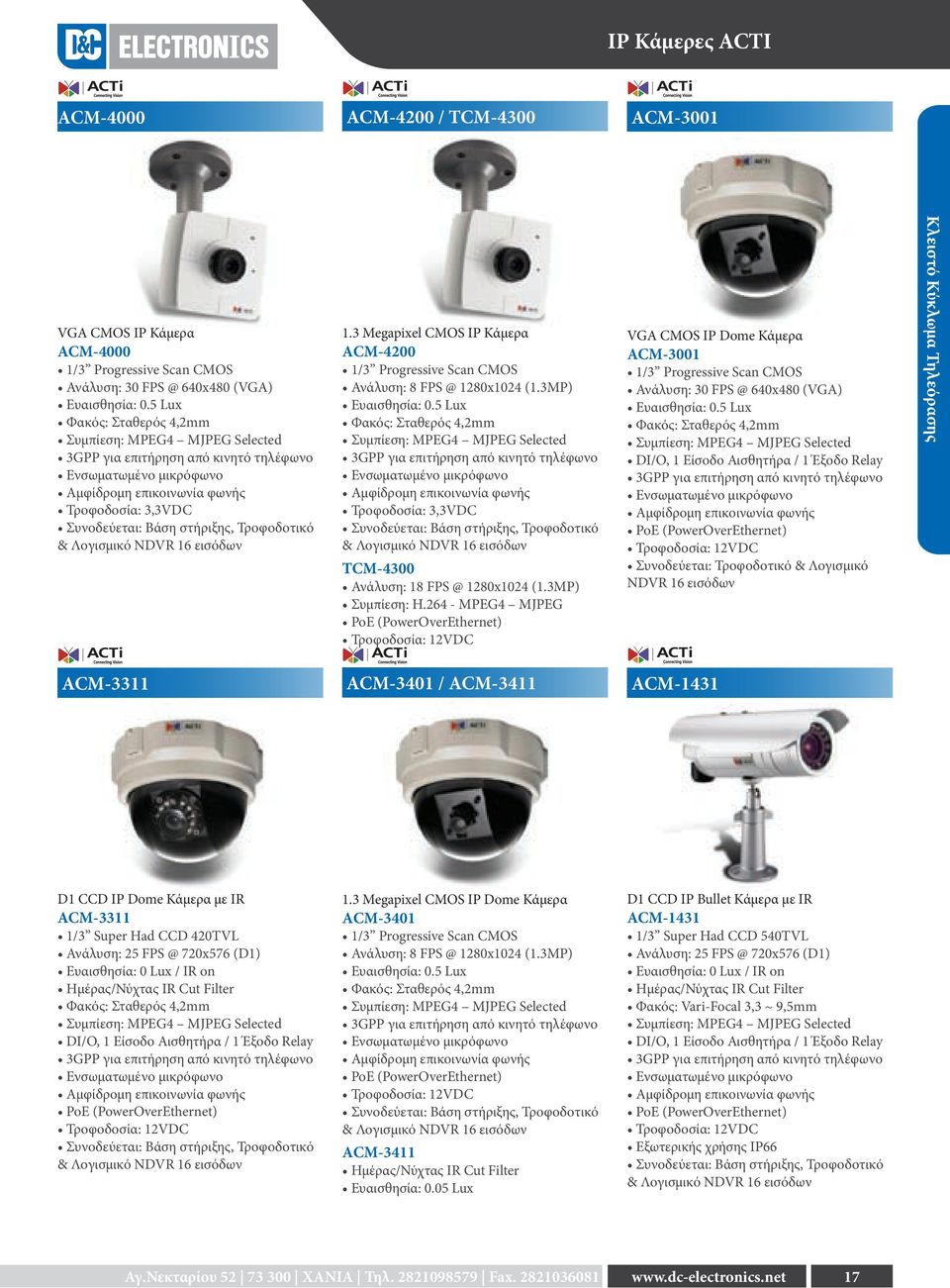 Τροφοδοτικό & Λογισμικό NDVR 16 εισόδων 1.3 Megapixel CMOS IP Κάμερα ACM-4200 1/3 Progressive Scan CMOS Ανάλυση: 8 FPS @ 1280x1024 (1.3MP) Ευαισθησία: 0.