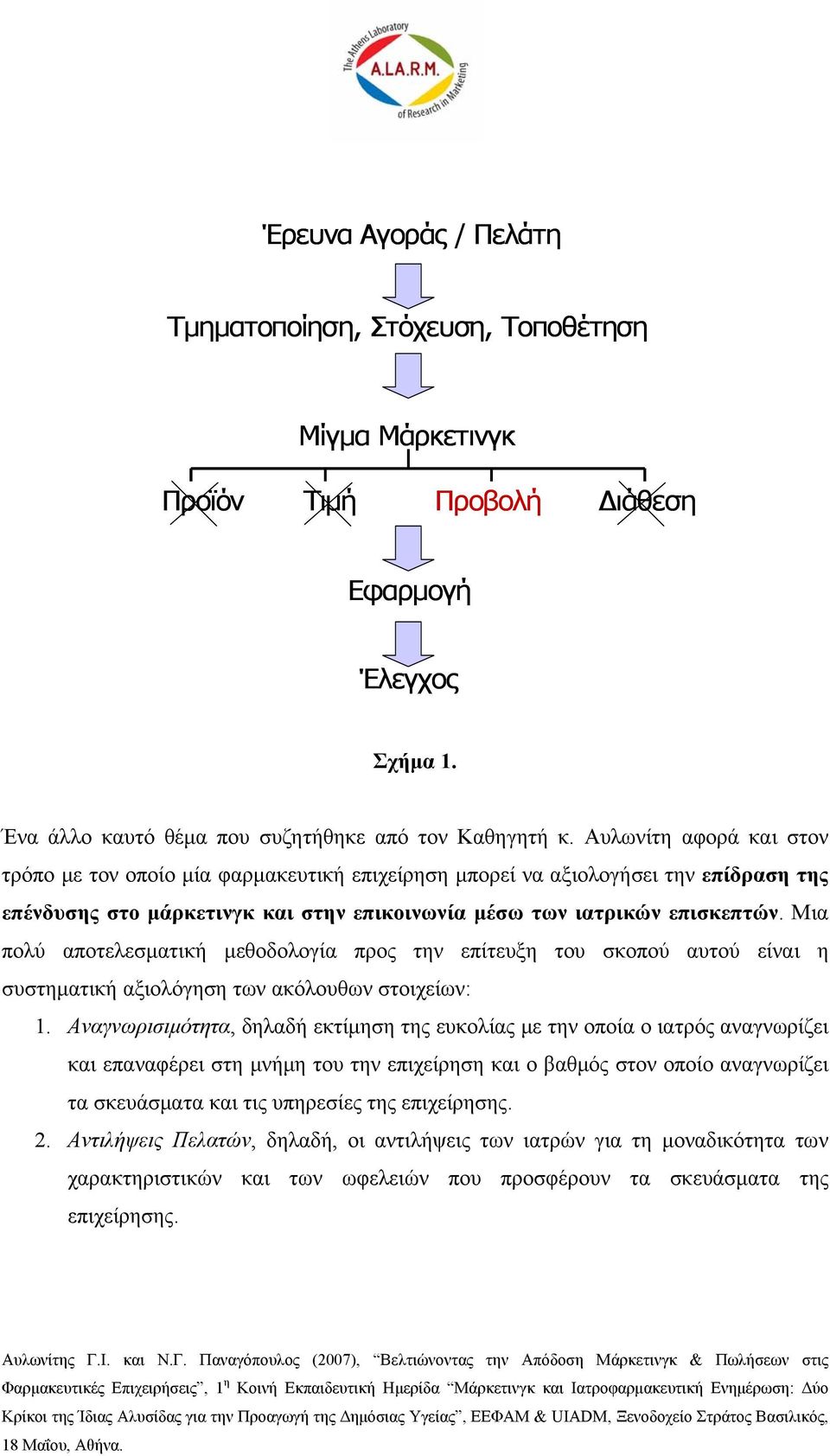 Μια πολύ αποτελεσματική μεθοδολογία προς την επίτευξη του σκοπού αυτού είναι η συστηματική αξιολόγηση των ακόλουθων στοιχείων: 1.