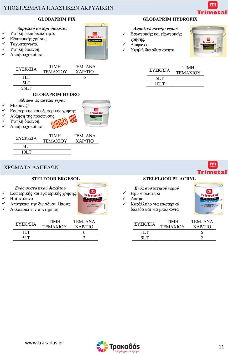 1LT 6 5LT 25LT GLOBAPRIM HYDRO Αδιαθανές αζηάρι νερού Μηθξνληδέ Δζσηεξηθήο θαη εμσηεξηθήο ρξήζεο Αύμεζε ηεο πξόζθπζεο. Τςειή δηαπλνή. Αδηαβξνρνπνίεζε. 5LT 10LT ΣΔΜΑΥΗΟΤ 5LT 10LT ΣΔΜΑΥΗΟΤ ΣΔΜ.