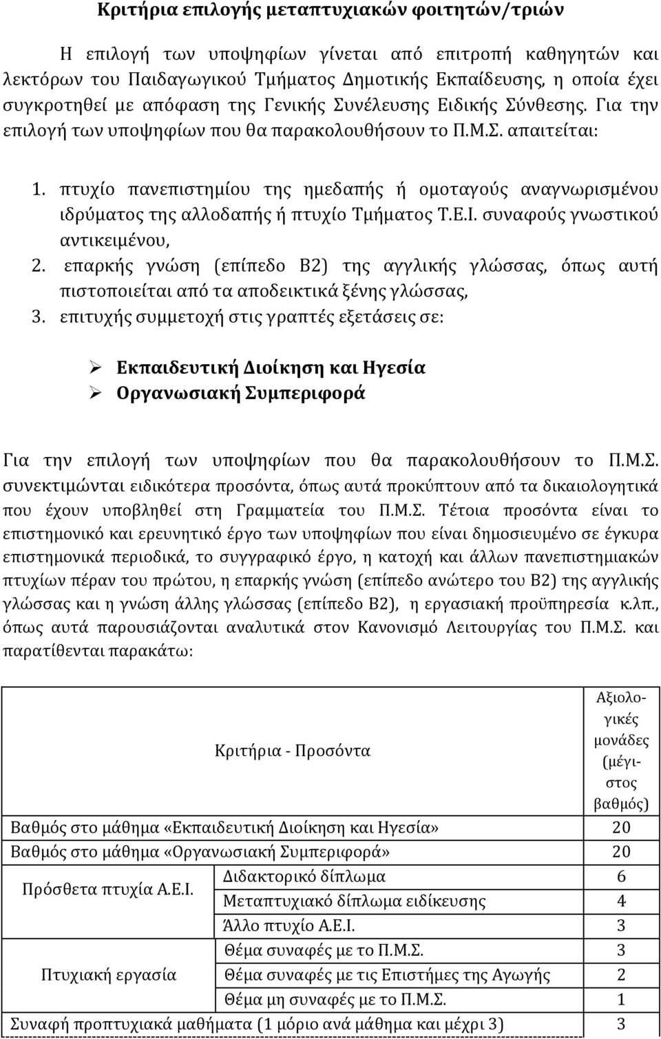 πτυχίο πανεπιστημίου της ημεδαπής ή ομοταγούς αναγνωρισμένου ιδρύματος της αλλοδαπής ή πτυχίο Τμήματος Τ.Ε.Ι. συναφούς γνωστικού αντικειμένου, 2.