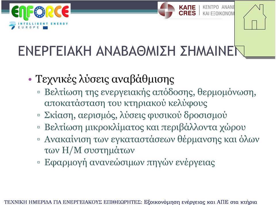 φυσικού δροσισμού Βελτίωση μικροκλίματος και περιβάλλοντα χώρου Ανακαίνιση των