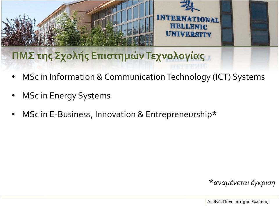 Systems MSc in Energy Systems MSc in E