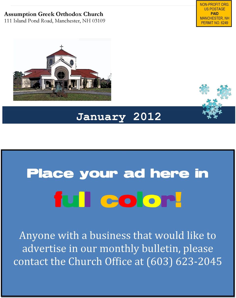 6249 January 2012 Place your ad here in full color!