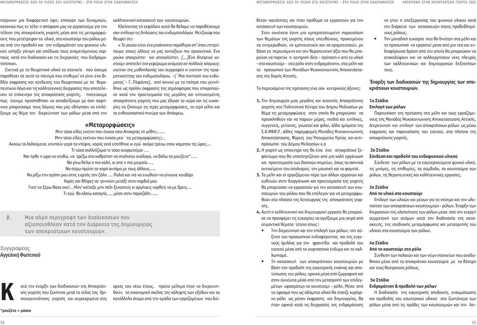 αναμενόμενους καρπούς κατά την διαδικασία και τις διεργασίες που διεδραματίστηκαν.