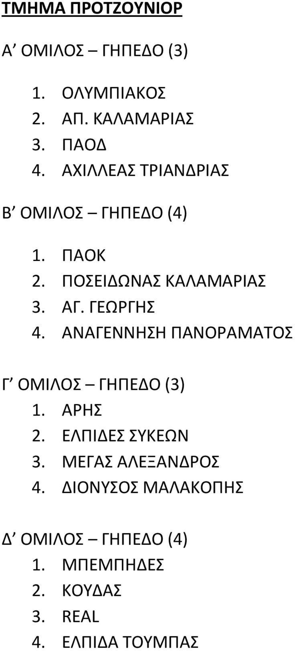 ΓΕΩΡΓΗΣ 4. ΑΝΑΓΕΝΝΗΣΗ ΠΑΝΟΡΑΜΑΤΟΣ Γ ΟΜΙΛΟΣ ΓΗΠΕΔΟ (3) 1. ΑΡΗΣ 2. ΕΛΠΙΔΕΣ ΣΥΚΕΩΝ 3.