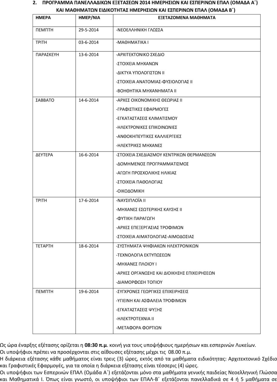 ΣΑΒΒΑΤΟ 14-6-2014 -ΑΡΧΕΣ ΟΙΚΟΝΟΜΙΚΗΣ ΘΕΩΡΙΑΣ ΙΙ -ΓΡΑΦΙΣΤΙΚΕΣ ΕΦΑΡΜΟΓΕΣ -ΕΓΚΑΤΑΣΤΑΣΕΙΣ ΚΛΙΜΑΤΙΣΜΟΥ -ΗΛΕΚΤΡΟΝΙΚΕΣ ΕΠΙΚΟΙΝΩΝΙΕΣ -ΑΝΘΟΚΗΠΕΥΤΙΚΕΣ ΚΑΛΛΙΕΡΓΕΙΕΣ -ΗΛΕΚΤΡΙΚΕΣ ΜΗΧΑΝΕΣ ΔΕΥΤΕΡΑ 16-6-2014