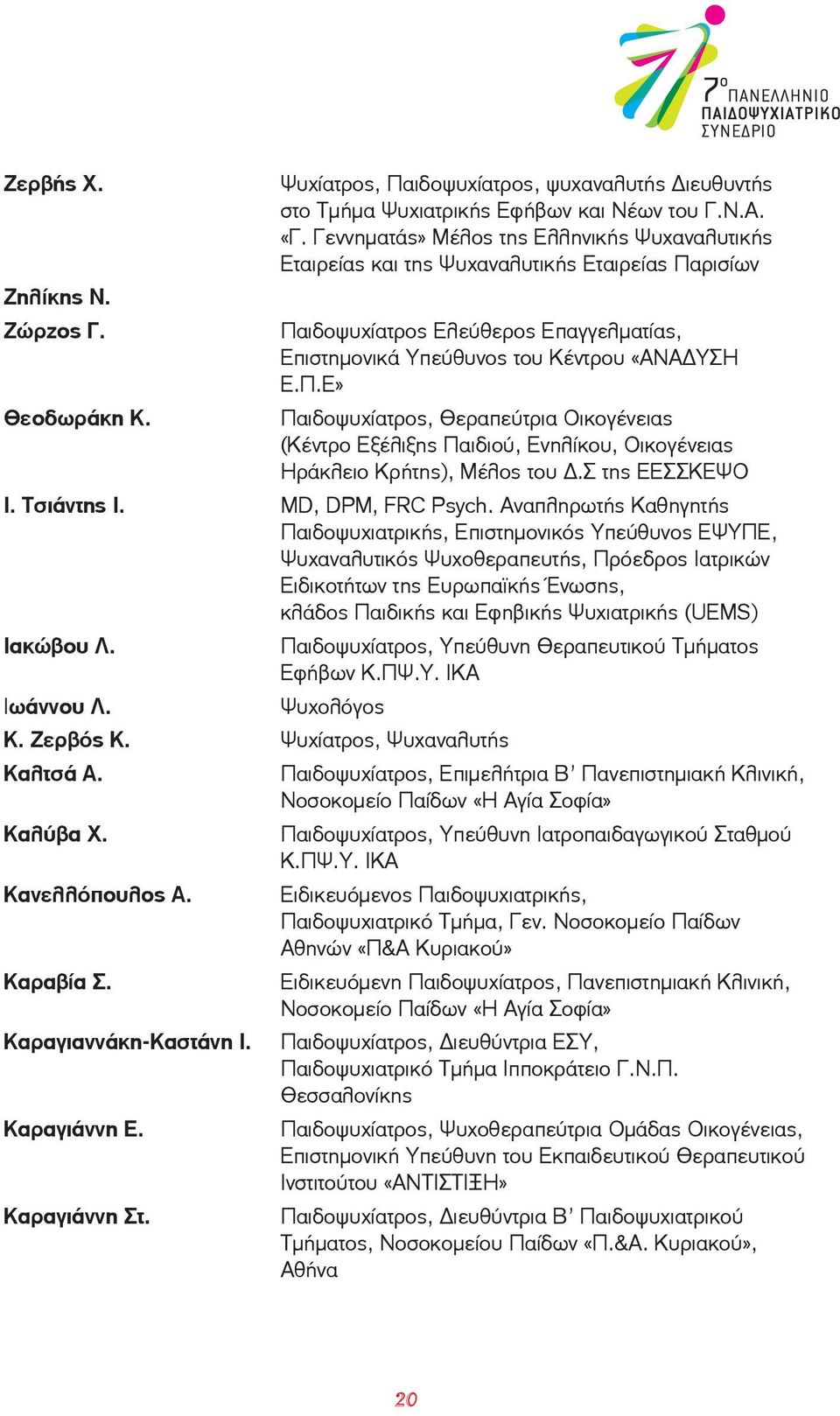 ρισίων Παιδοψυχίατρος Ελεύθερος Επαγγελματίας, Επιστημονικά Υπεύθυνος του Κέντρου «ΑΝΑΔΥΣΗ Ε.Π.Ε» Παιδοψυχίατρος, Θεραπεύτρια Οικογένειας (Κέντρο Εξέλιξης Παιδιού, Ενηλίκου, Οικογένειας Ηράκλειο Κρήτης), Μέλος του Δ.