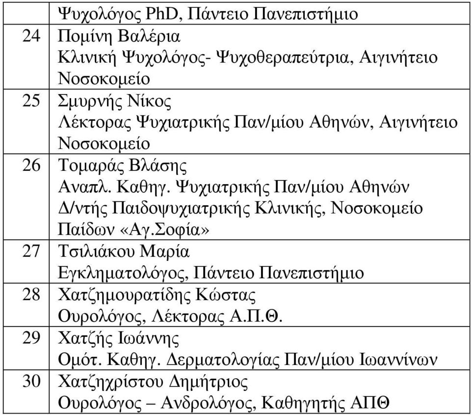 Ψυχιατρικής Παν/µίου Αθηνών /ντής Παιδοψυχιατρικής Κλινικής, Παίδων «Αγ.
