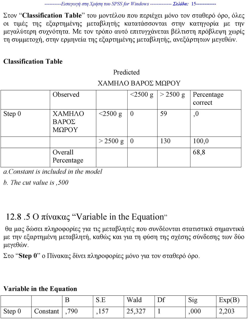 Με τον τρόπο αυτό επιτυγχάνεται βέλτιστη πρόβλεψη χωρίς τη συµµετοχή, στην ερµηνεία της εξαρτηµένης µεταβλητής, ανεξάρτητων µεγεθών.