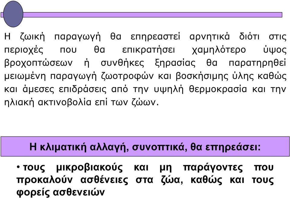 επιδράσεις από την υψηλή θερµοκρασία και την ηλιακή ακτινοβολία επί των ζώων.