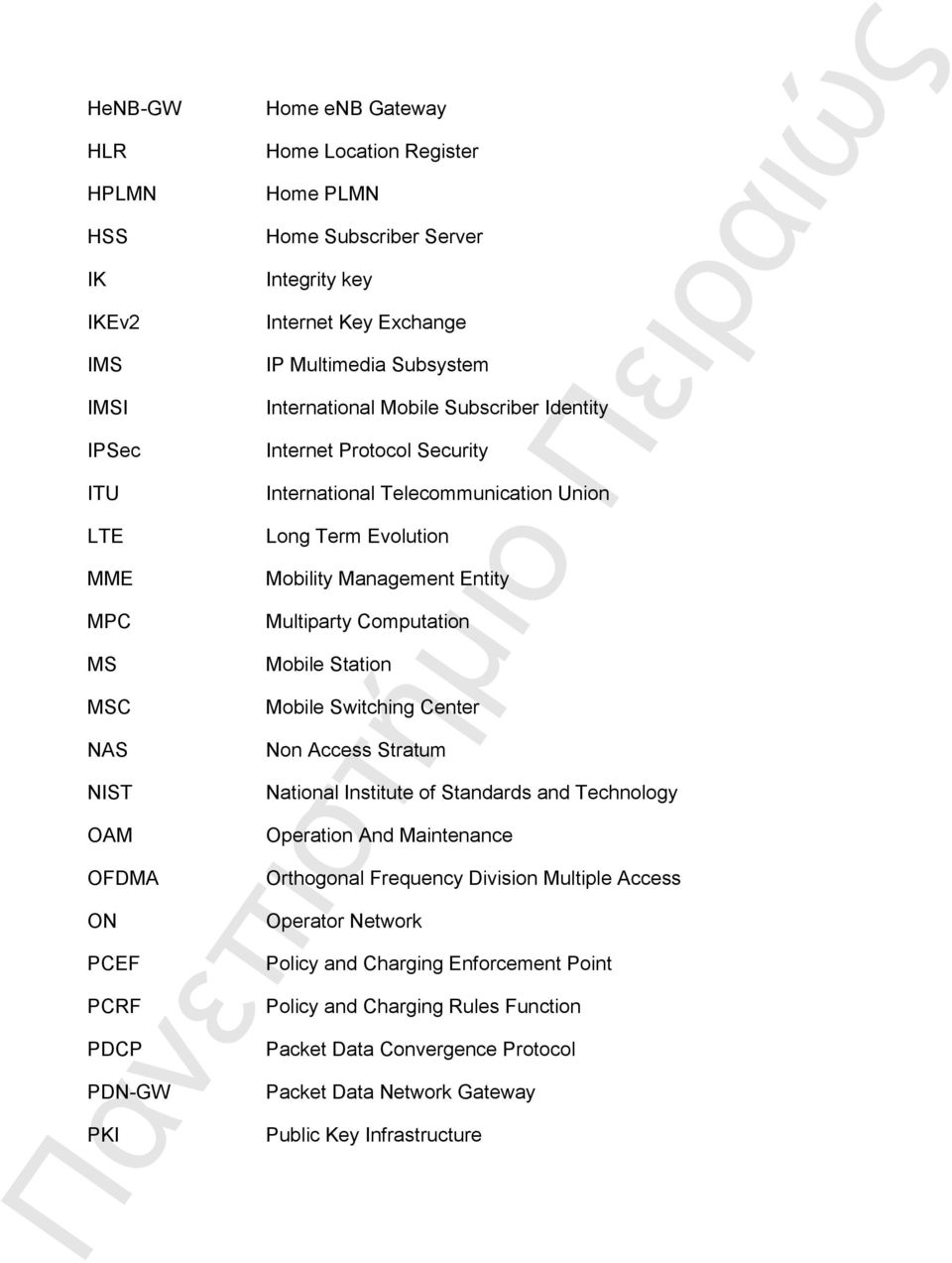 Management Entity Multiparty Computation Mobile Station Mobile Switching Center Non Access Stratum National Institute of Standards and Technology Operation And Maintenance Orthogonal Frequency