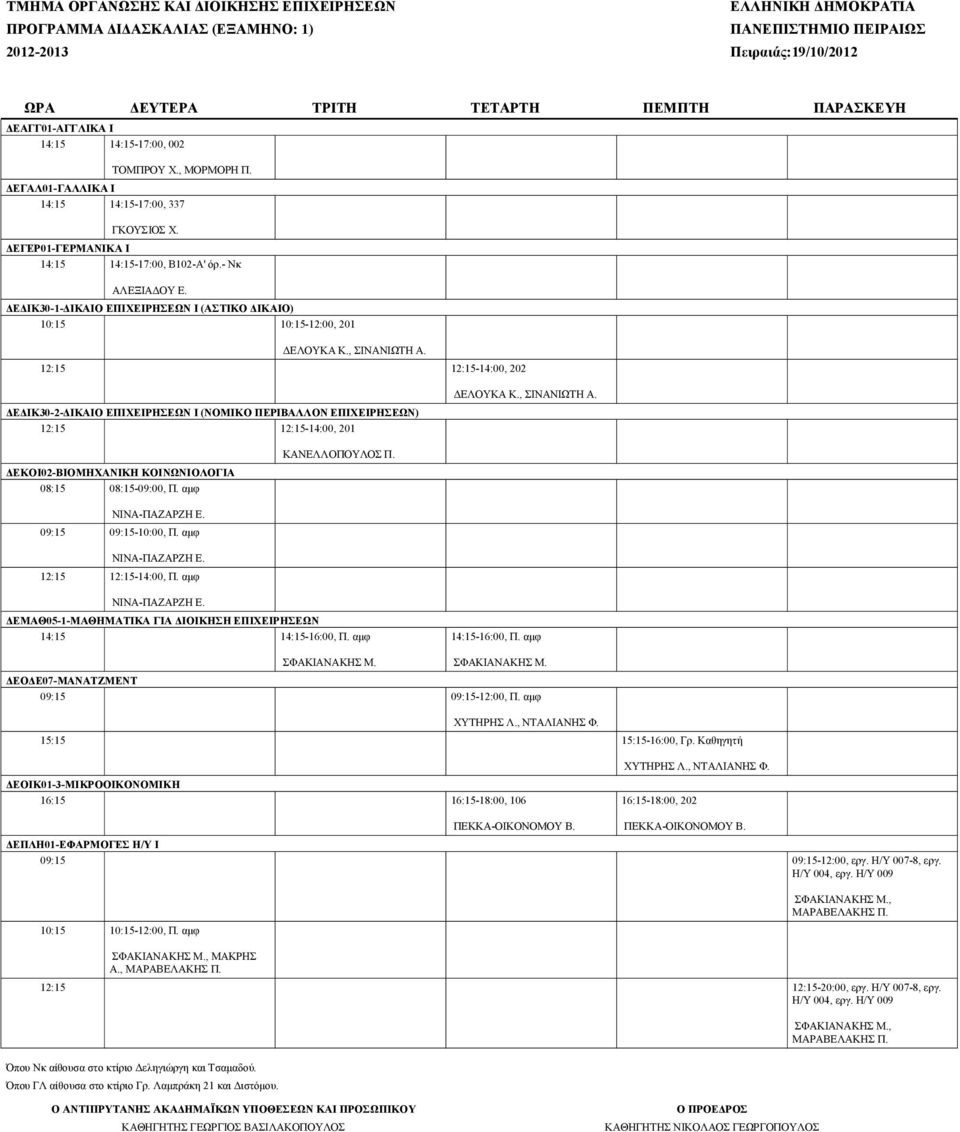 , 12:15 12:15-14:00, 202 ΔΕΔΙΚ30-2-ΔΙΚΑΙΟ ΕΠΙΧΕΙΡΗΣΕΩΝ Ι (ΝΟΜΙΚΟ ΠΕΡΙΒΑΛΛΟΝ ΕΠΙΧΕΙΡΗΣΕΩΝ) 12:15 12:15-14:00, 201 ΔΕΛΟΥΚΑ Κ., ΔΕΚΟΙ02-ΒΙΟΜΗΧΑΝΙΚΗ ΚΟΙΝΩΝΙΟΛΟΓΙΑ 08:15 08:15-09:00, Π.