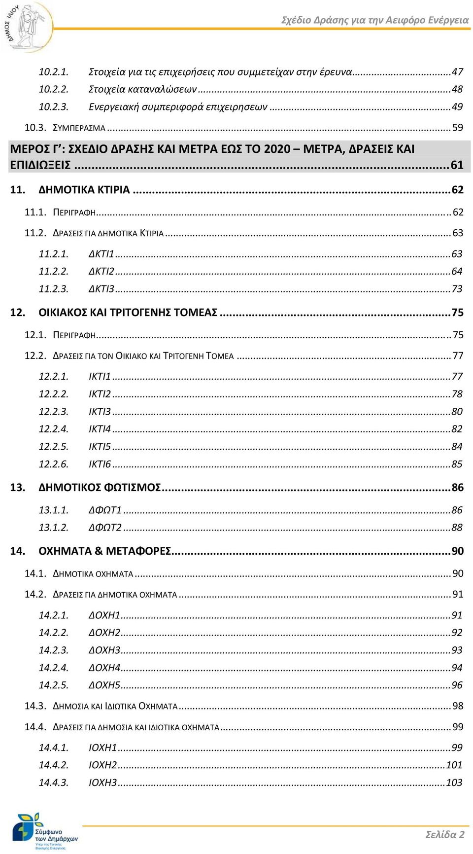..64 11.2.3. ΔΚΤΙ3...73 12. ΟΙΚΙΑΚΟΣ ΚΑΙ ΤΡΙΤΟΓΕΝΗΣ ΤΟΜΕΑΣ...75 12.1. ΠΕΡΙΓΡΑΦΗ...75 12.2. ΔΡΑΣΕΙΣ ΓΙΑ ΤΟΝ ΟΙΚΙΑΚΟ ΚΑΙ ΤΡΙΤΟΓΕΝΗ ΤΟΜΕΑ...77 12.2.1. ΙΚΤΙ1...77 12.2.2. ΙΚΤΙ2...78 12.2.3. ΙΚΤΙ3...80 12.