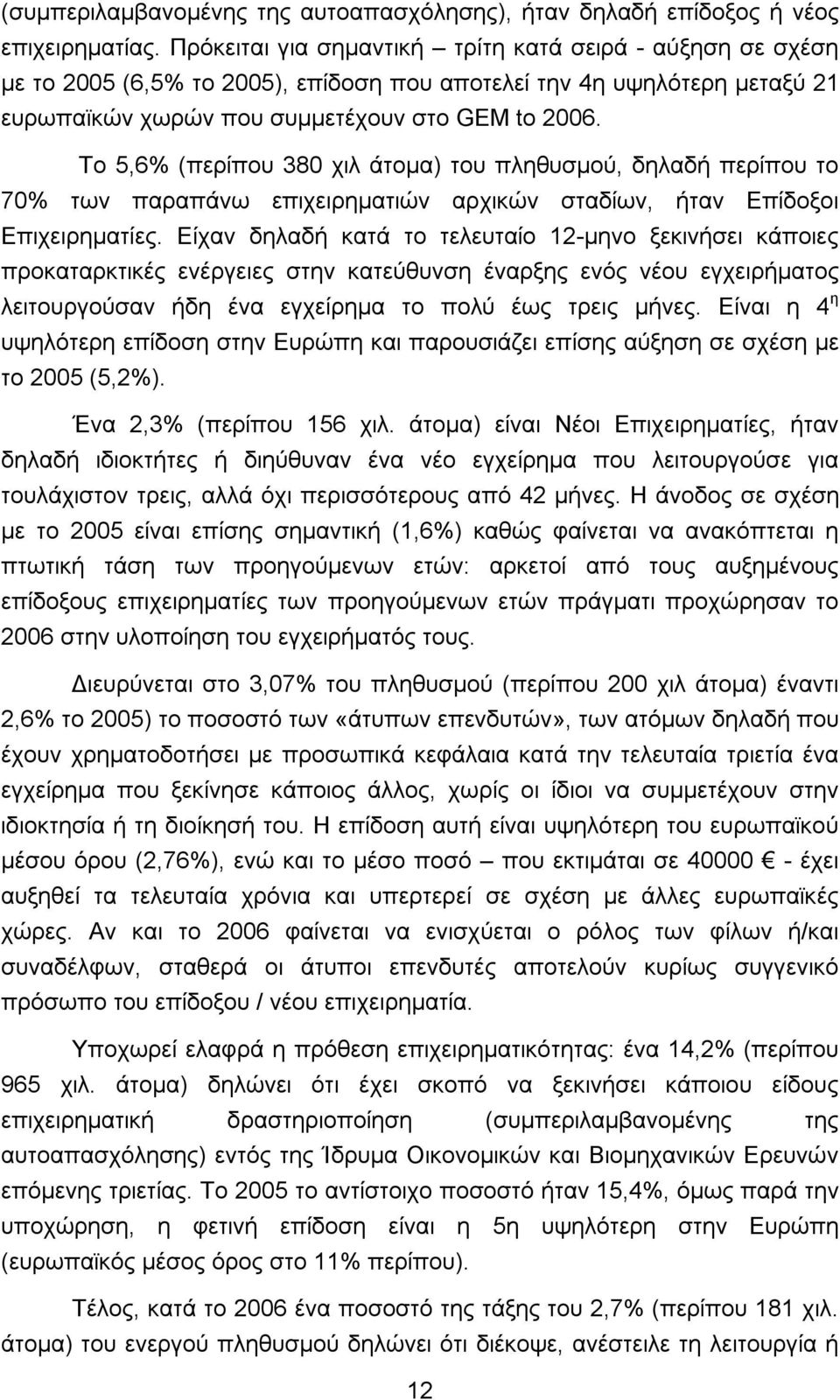 Το 5,6% (περίπου 380 χιλ άτομα) του πληθυσμού, δηλαδή περίπου το 70% των παραπάνω επιχειρηματιών αρχικών σταδίων, ήταν Επίδοξοι Επιχειρηματίες.