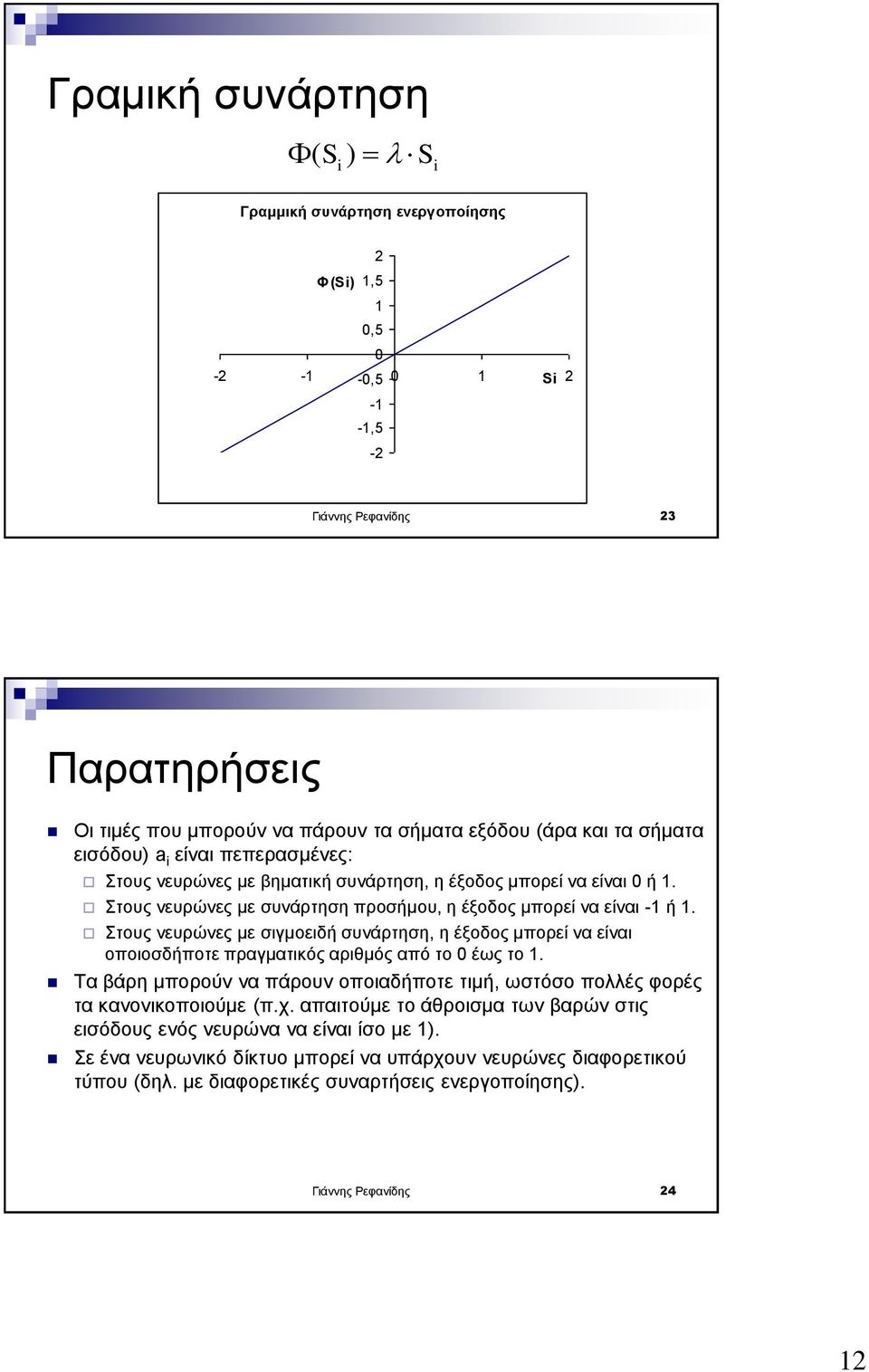 Στους νευρώνες με σιγμοειδή συνάρτηση, η έξοδος μπορεί να είναι οποιοσδήποτε πραγματικός αριθμός από το 0 έως το 1.