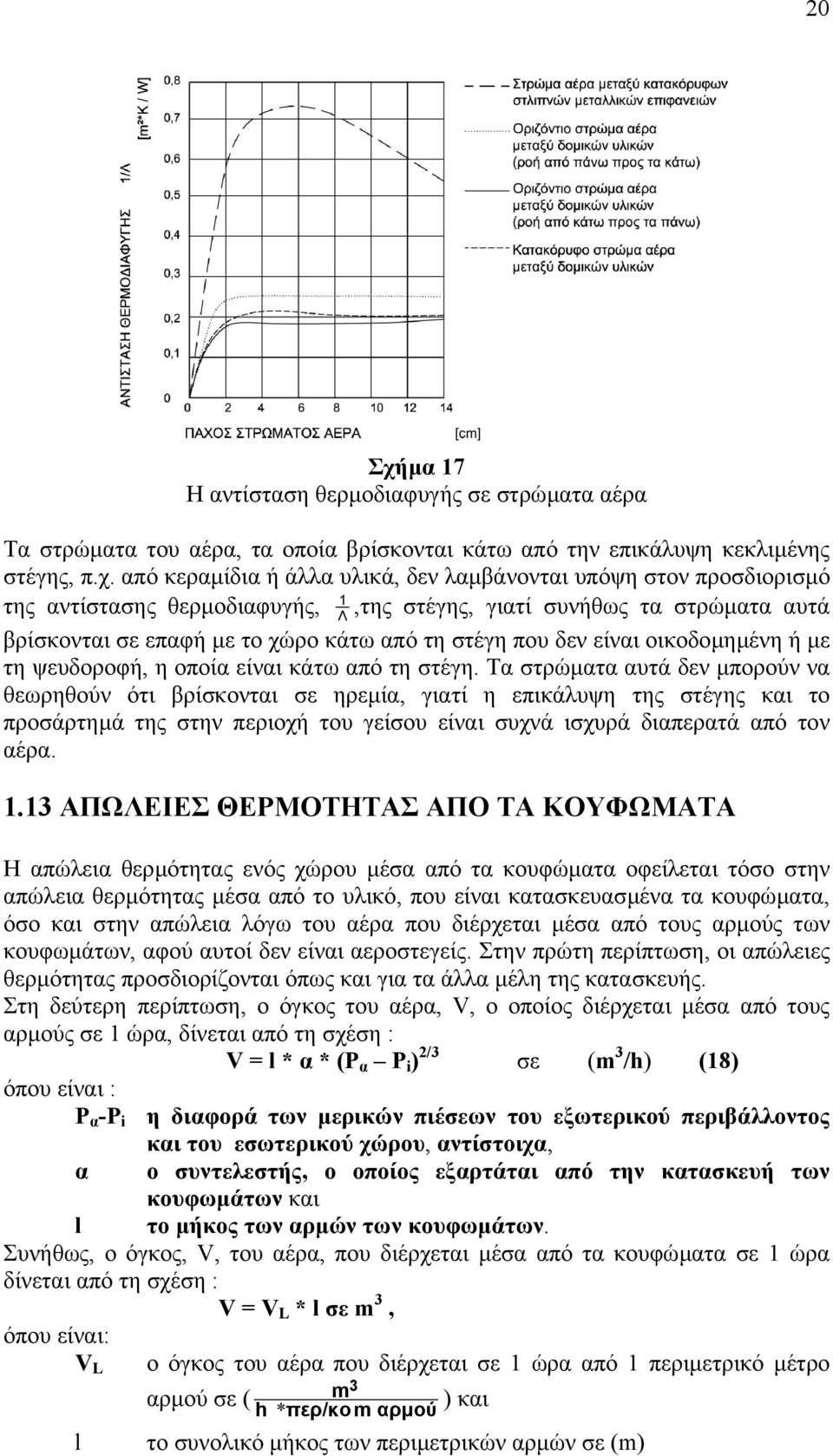 από κεραµίδια ή άλλα υλικά, δεν λαµβάνονται υπόψη στον προσδιορισµό της αντίστασης θερµοδιαφυγής, Λ1,της στέγης, γιατί συνήθως τα στρώµατα αυτά βρίσκονται σε επαφή µε το χώρο κάτω από τη στέγη που