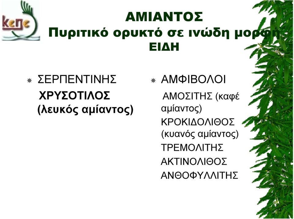 ΑΜΦΙΒΟΛΟΙ ΑΜΟΣΙΤΗΣ (καφέ αμίαντος)
