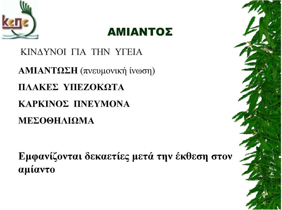 ΚΑΡΚΙΝΟΣ ΠΝΕΥΜΟΝΑ ΜΕΣΟΘΗΛΙΩΜΑ