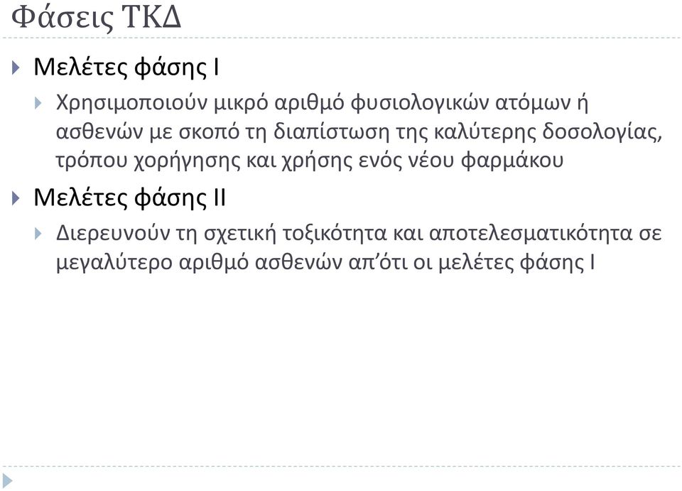 και χρήσης ενός νέου φαρμάκου Μελέτες φάσης ΙΙ Διερευνούν τη σχετική
