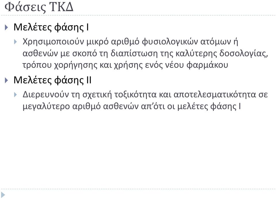 και χρήσης ενός νέου φαρμάκου Μελέτες φάσης ΙΙ Διερευνούν τη σχετική