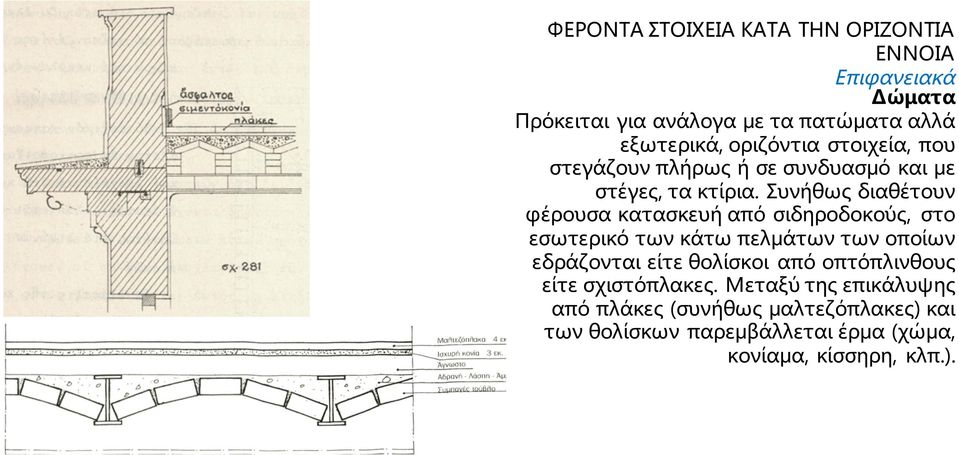 Συνήθως διαθέτουν φέρουσα κατασκευή από σιδηροδοκούς, στο εσωτερικό των κάτω πελμάτων των οποίων εδράζονται είτε