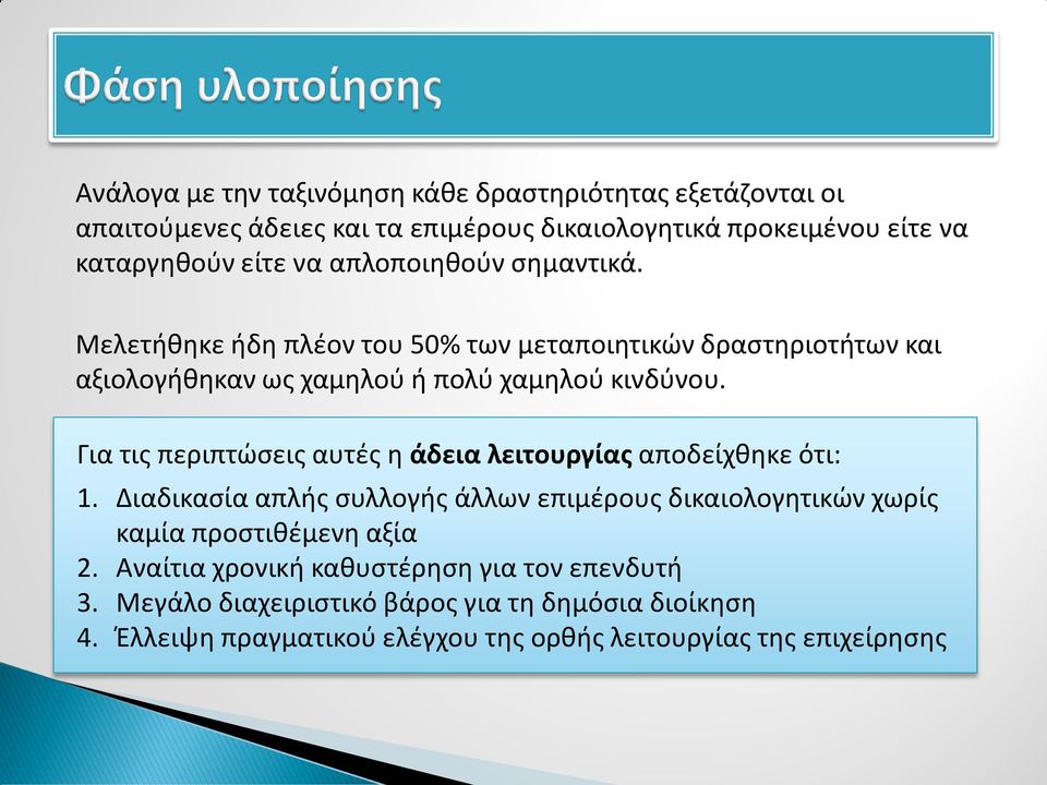 Για τις περιπτώσεις αυτές η άδεια λειτουργίας αποδείχθηκε ότι: 1.