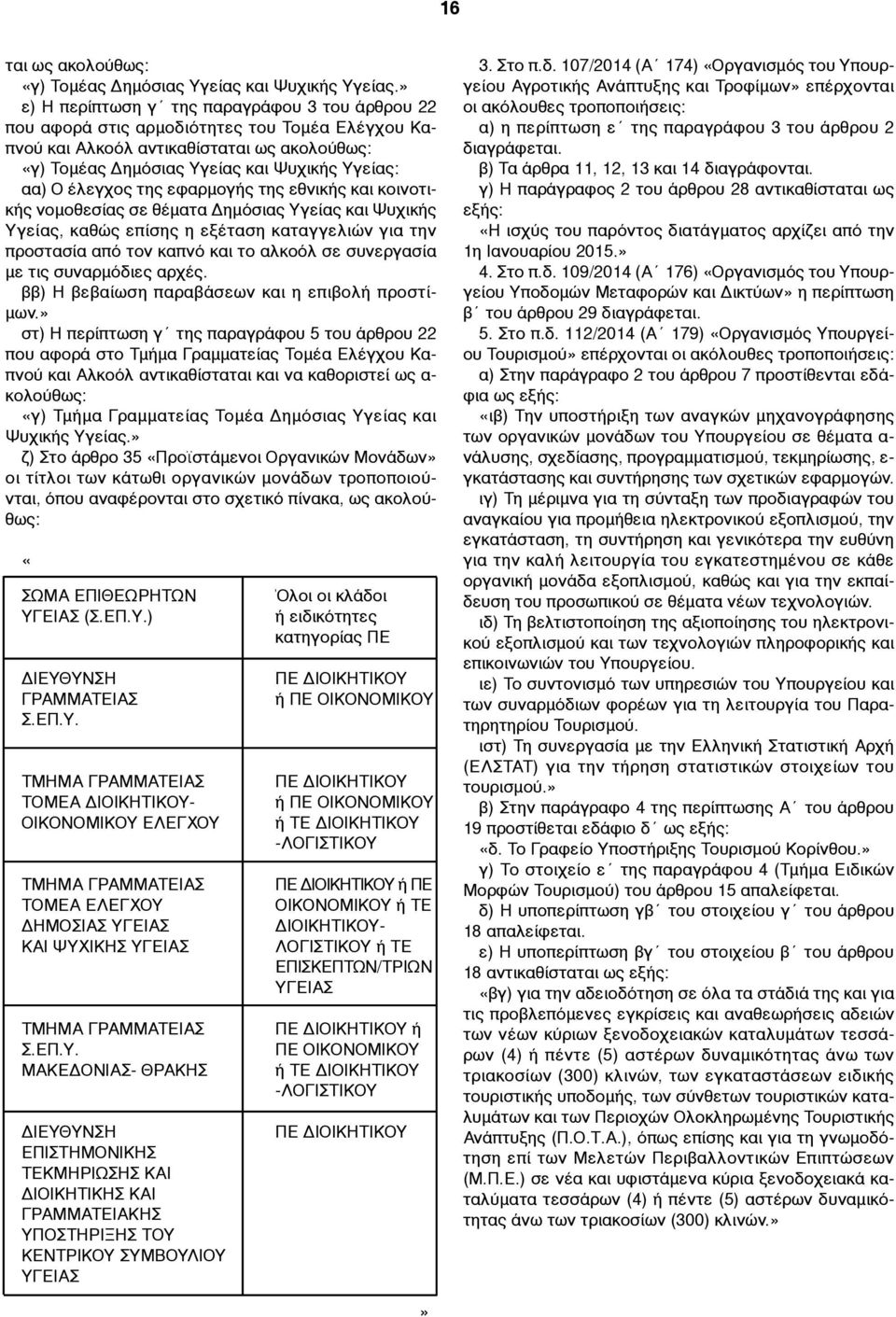 ΠΕ ΟΙΚΟΝΟΜΙΚΟΥ ΠΕ ΔΙΟΙΚΗΤΙΚΟΥ ή ΠΕ ΟΙΚΟΝΟΜΙΚΟΥ ή ΤΕ ΔΙΟΙΚΗΤΙΚΟΥ -ΛΟΓΙΣΤΙΚΟΥ ται ως ακολούθως: «γ) Τοµέας Δηµόσιας Υγείας και Ψυχικής Υγείας.
