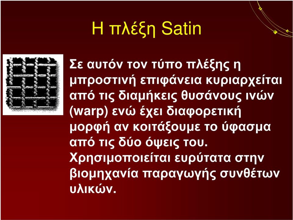 διαφορετική μορφή αν κοιτάξουμε το ύφασμα από τις δύο όψεις του.