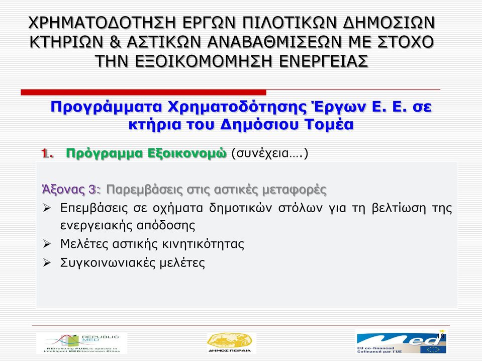 ) Κατάλογος Άξονας 3: Παρεμβάσεις & περιγραφή στις μέτρων αστικές Ε.