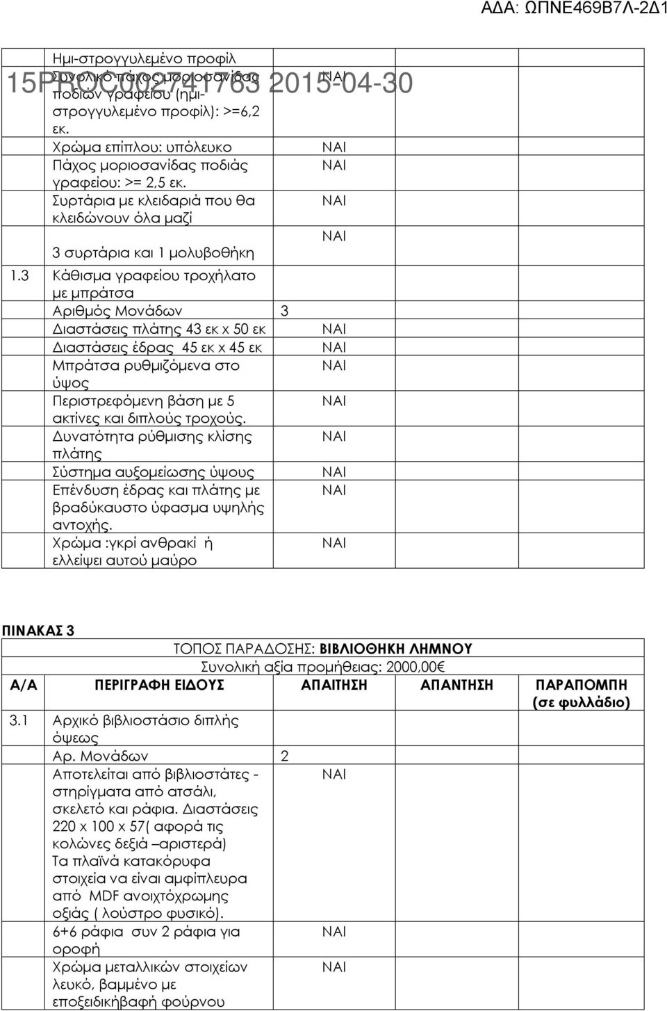 3 Κάθισμα γραφείου τροχήλατο με μπράτσα Αριθμός Μονάδων 3 Διαστάσεις πλάτης 43 εκ x 50 εκ Διαστάσεις έδρας 45 εκ x 45 εκ Μπράτσα ρυθμιζόμενα στο ύψος Περιστρεφόμενη βάση με 5 ακτίνες και διπλούς