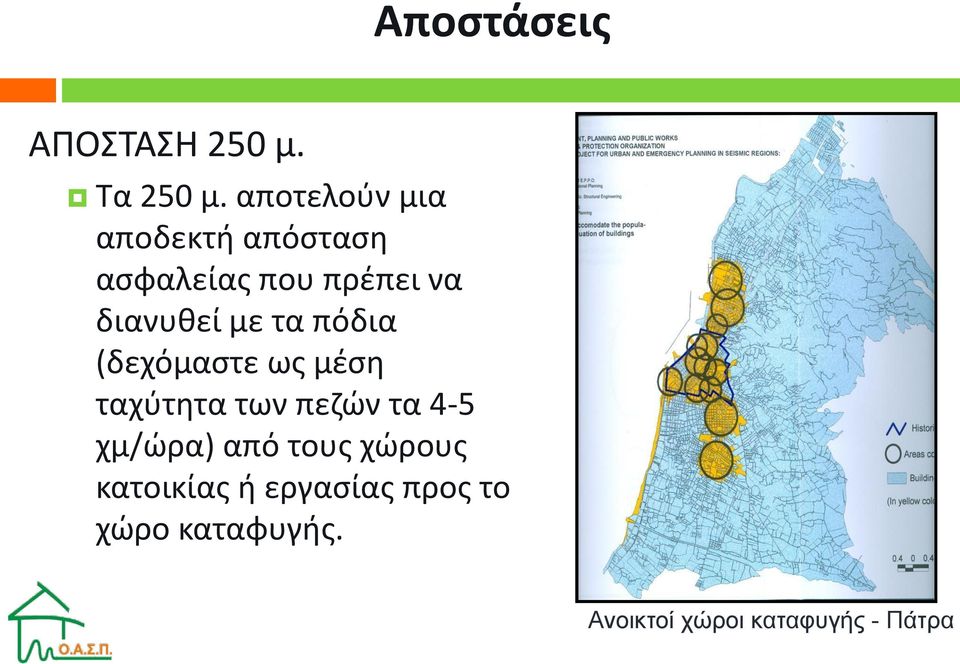 με τα πόδια (δεχόμαστε ως μέση ταχύτητα των πεζών τα 4-5 χμ/ώρα)