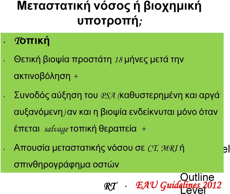 Outline Level αυξανόμενη) αν και η βιοψία ενδείκνυται μόνο όταν έπεται salvage τοπική θεραπεία + Fourth