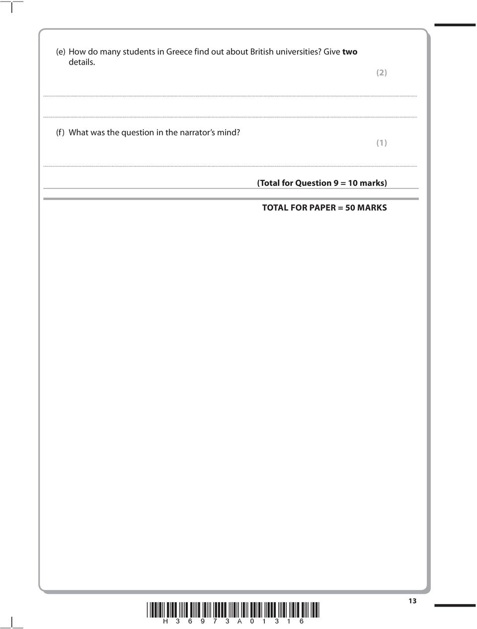 (2) (f) What was the question in the narrator s mind?