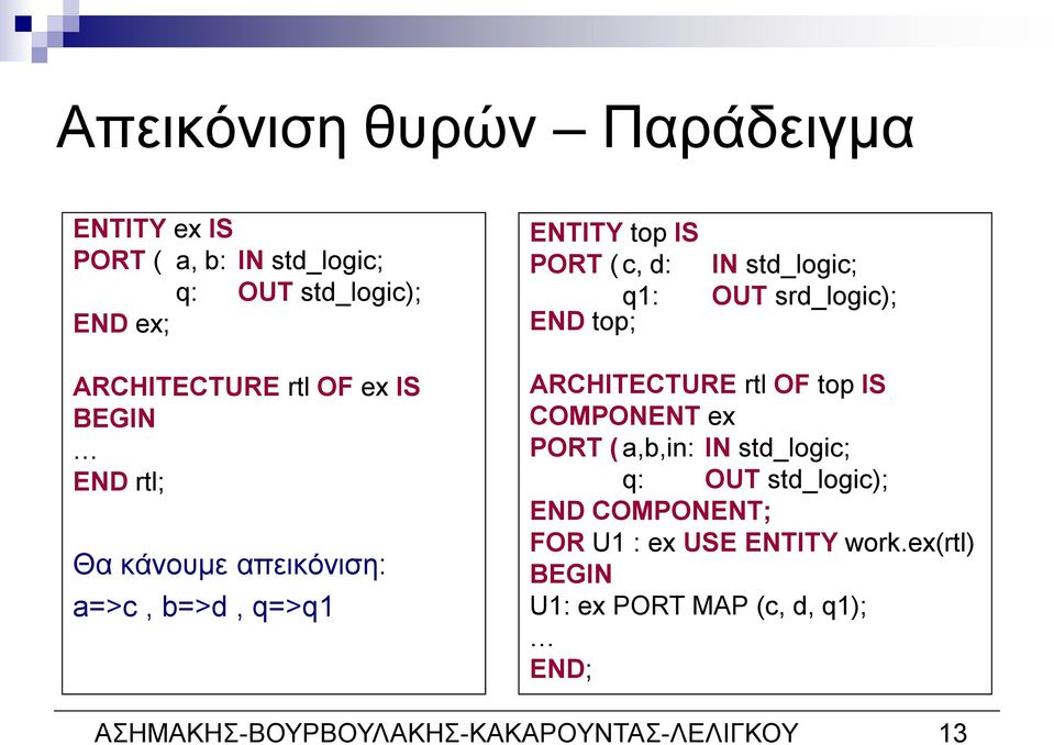 srd_logic); ARCHITECTURE rtl OF top IS COMPONENT ex PORT ( a,b,in: IN std_logic; q: OUT std_logic); END COMPONENT;