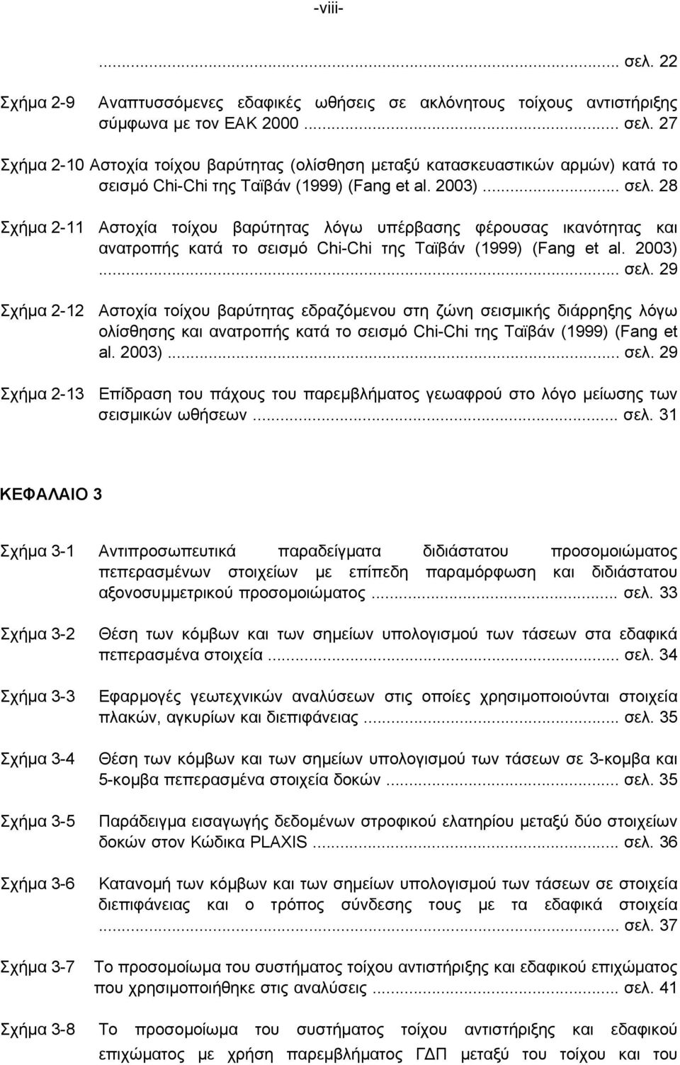 2003)... σελ. 29 Σχήµα 2-13 Επίδραση του πάχους του παρεµβλήµατος γεωαφρού στο λόγο µείωσης των σεισµικών ωθήσεων... σελ. 31 ΚΕΦΑΛΑΙΟ 3 Σχήµα 3-1 Αντιπροσωπευτικά παραδείγµατα διδιάστατου προσοµοιώµατος πεπερασµένων στοιχείων µε επίπεδη παραµόρφωση και διδιάστατου αξονοσυµµετρικού προσοµοιώµατος.