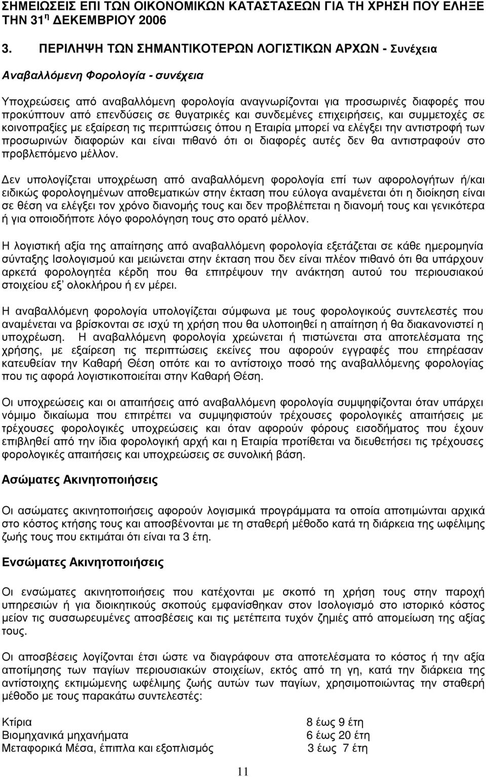 ονται γ ια πρ οσω ρ ινές δ ιαφ ορ ές που πρ οκύ πτουν από επενδ ύ σεις σε θ υγ ατρ ικές και συνδ εµ ένες επιχ ειρ ήσεις, και συµ µ ετοχ ές σε κοινοπρ αξ ί ες µ ε εξ αί ρ εση τις περ ιπτώ σεις όπου η