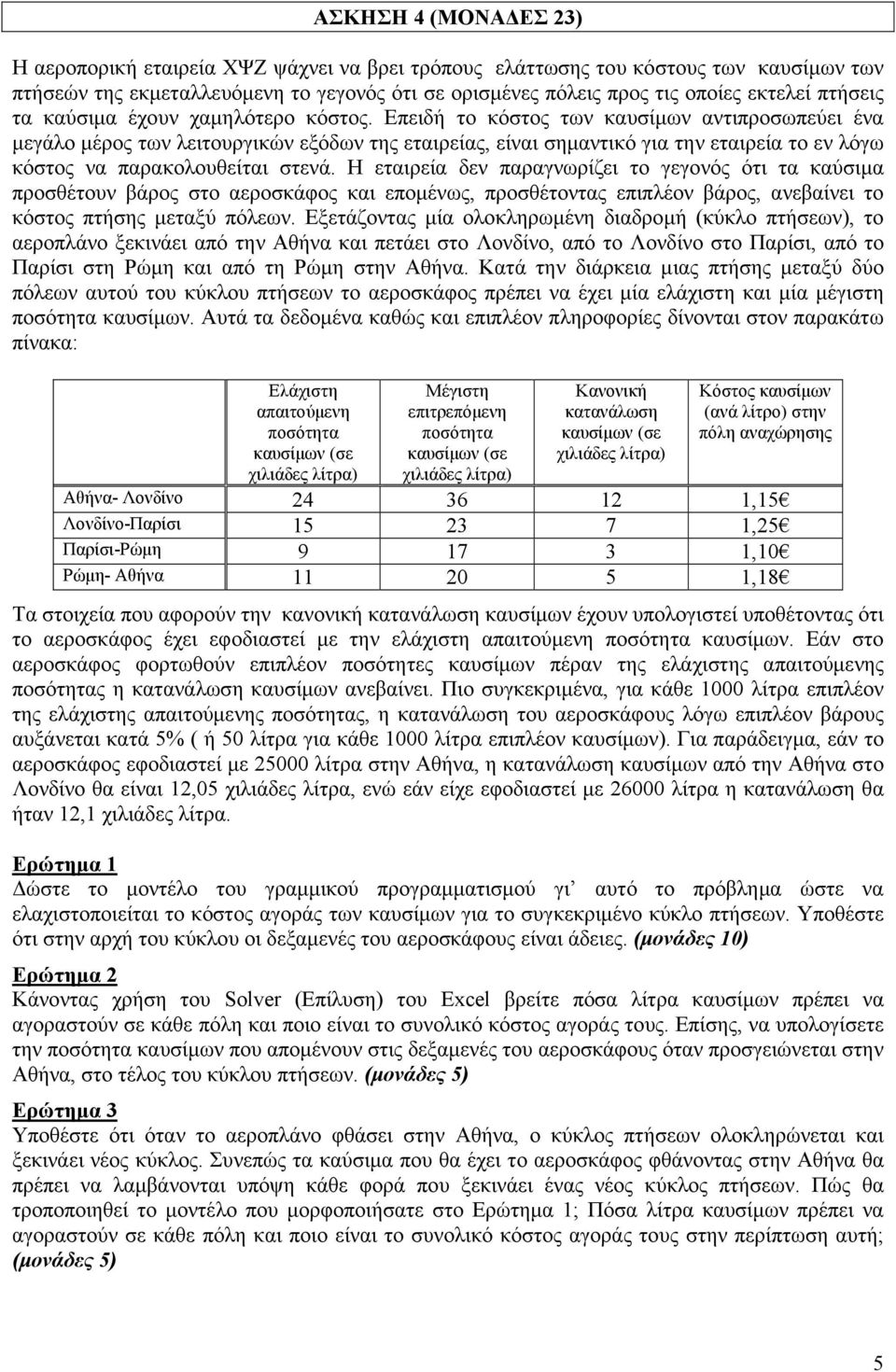 Επειδή το κόστος των καυσίµων αντιπροσωπεύει ένα µεγάλο µέρος των λειτουργικών εξόδων της εταιρείας, είναι σηµαντικό για την εταιρεία το εν λόγω κόστος να παρακολουθείται στενά.