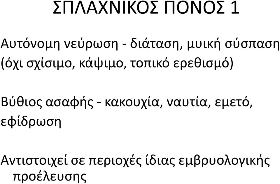 ερεθισμό) Βύθιος ασαφής - κακουχία, ναυτία, εμετό,