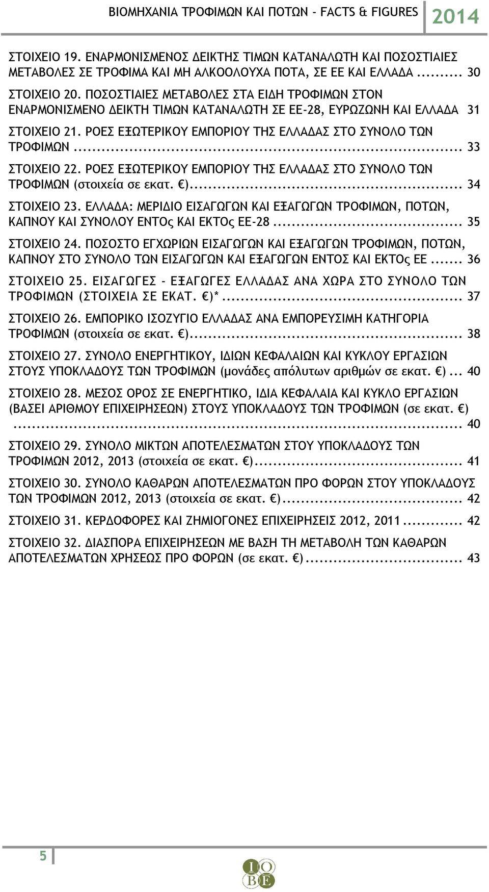 .. 33 ΣΤΟΙΧΕΙΟ 22. ΡΟΕΣ ΕΞΩΤΕΡΙΚΟΥ ΕΜΠΟΡΙΟΥ ΤΗΣ ΕΛΛΑΔΑΣ ΣΤΟ ΣΥΝΟΛΟ ΤΩΝ ΤΡΟΦΙΜΩΝ (στοιχεία σε εκατ. )... 34 ΣΤΟΙΧΕΙΟ 23.